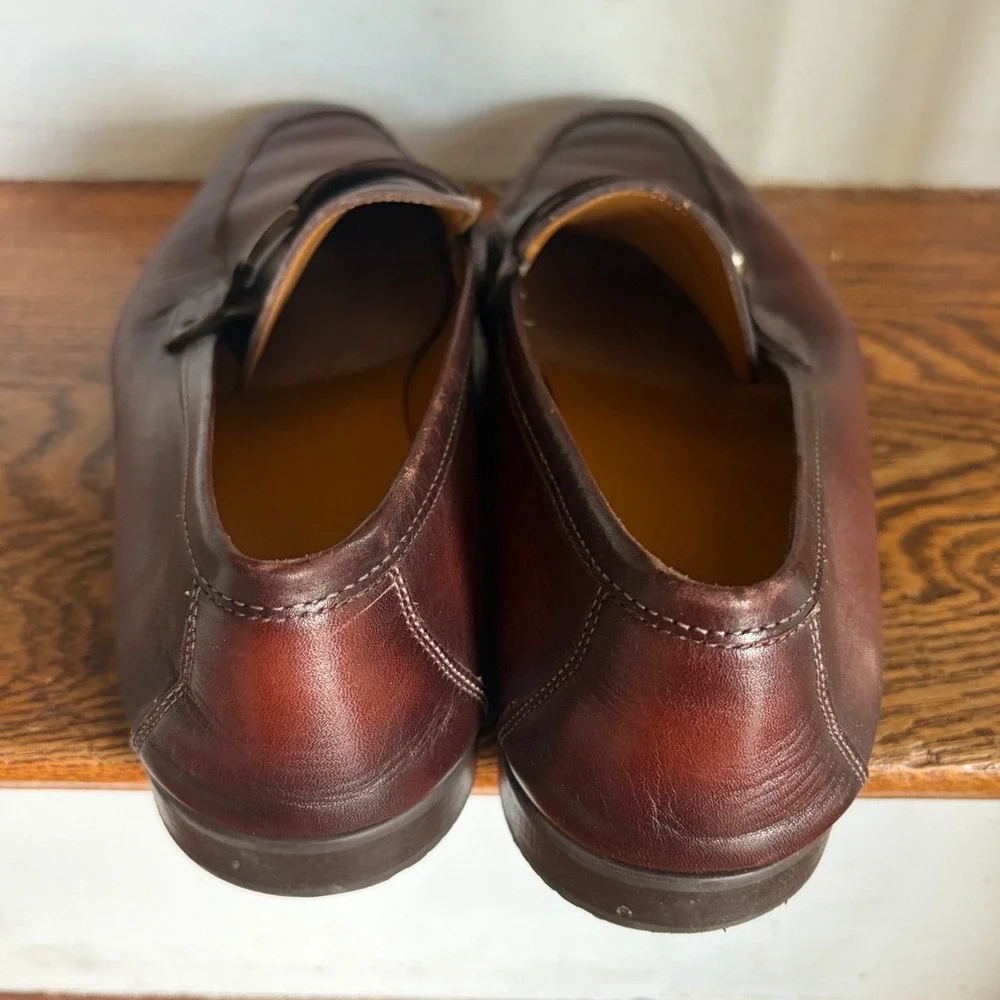 Magnanni Mens Burgundy Leather Buckle Loafers Dress Shoes Size 12 25742 Portugal
